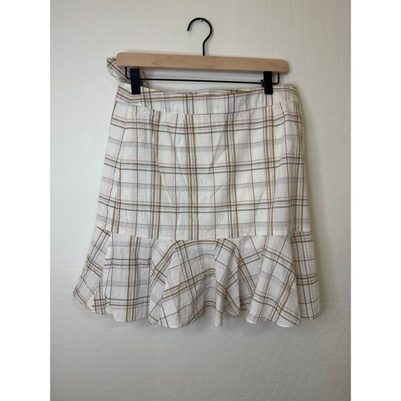 Veronica Beard Kaia Tie Waist Flounce Skirt – Multi color Plaid, Size Medium - Picture 3 of 7